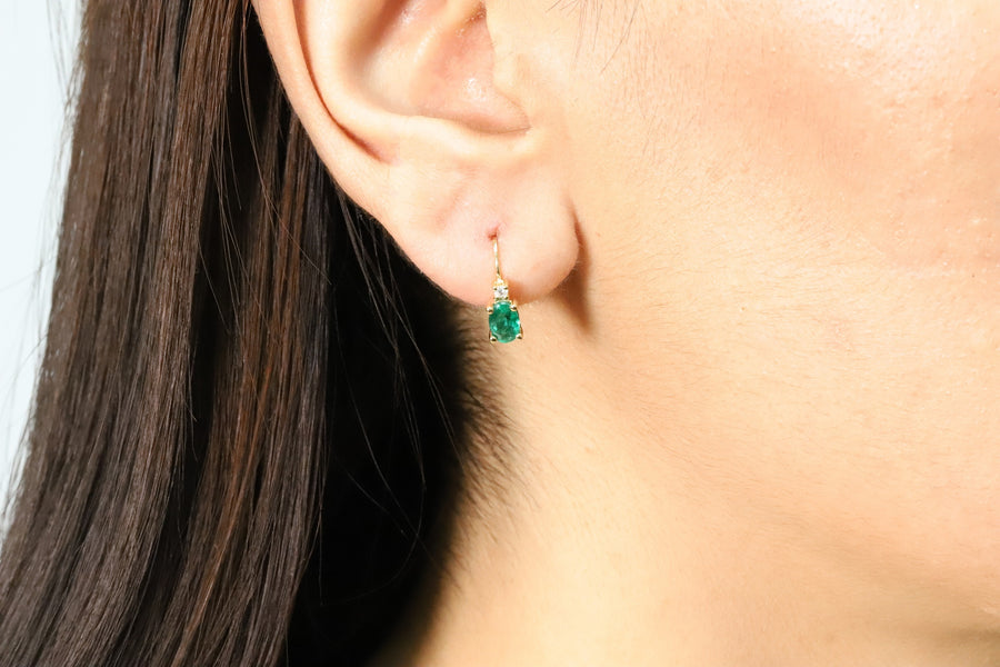 Nora 10K Yellow Gold Oval-Cut Zambian Emerald Earring