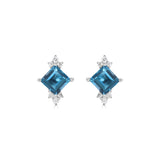 Emmie 10K White Gold Square-cut Brazilian London Blue Topaz Earrings