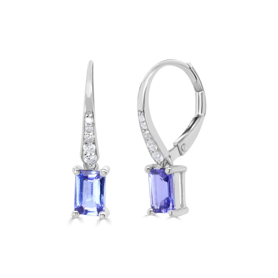 Jenesis 14K White Gold Emerald-Cut Tanzanite Earring
