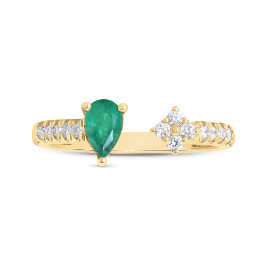 Natalia 10K Yellow Gold Pear-Cut Emerald Ring