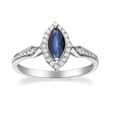 Amelia 10K White Gold Marquise-Cut Blue Sapphire Ring