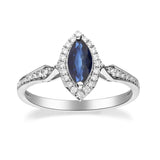 Cataleya 10K White Gold Marquise-Cut Blue Sapphire Ring