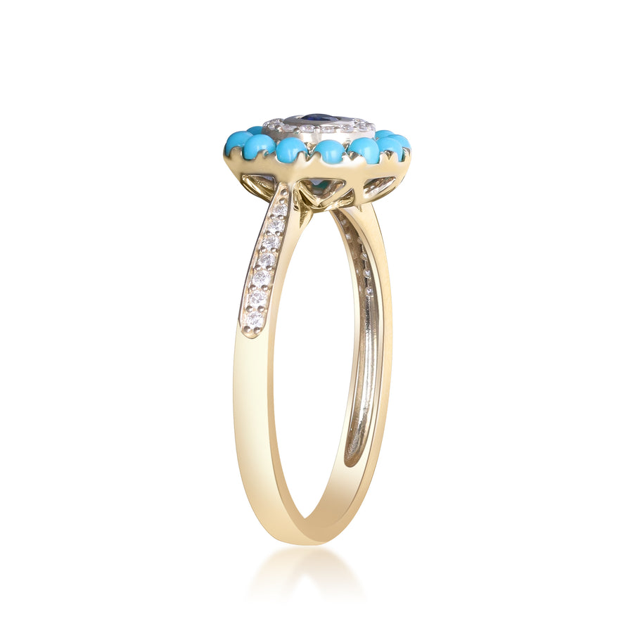 Emery 10K Yellow Gold Round-Cut Blue Sapphire Ring