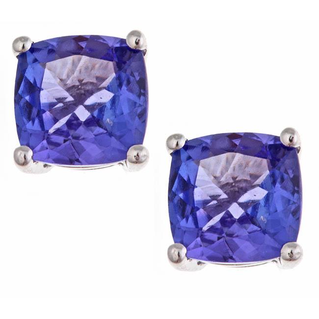 Amelia 14K White Gold Cushion-Cut Tanzanite Earrings