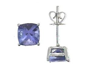 Amelia 14K White Gold Cushion-Cut Tanzanite Earrings