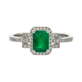 Elliana 14K White Gold Emerald-Cut Natural Zambian Emerald Ring