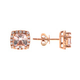 Amelia 10K Rose Gold Cushion-Cut Morganite Earrings