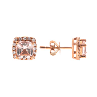 Rose 10K Rose Gold Cushion-Cut Morganite Earrings