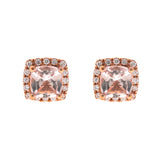 Rose 10K Rose Gold Cushion-Cut Morganite Earrings