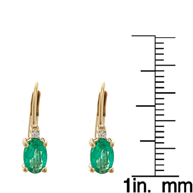 Blessing 10K Yellow Gold Oval-Cut Natural Zambian Emerald Earring