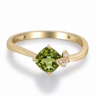 Aurora 14K Yellow Gold Cushion-Cut Manchurian Peridot Ring