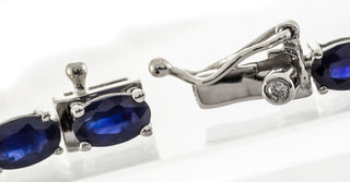 Arya 10K White Gold Oval-Cut Blue Sapphire Bracelet