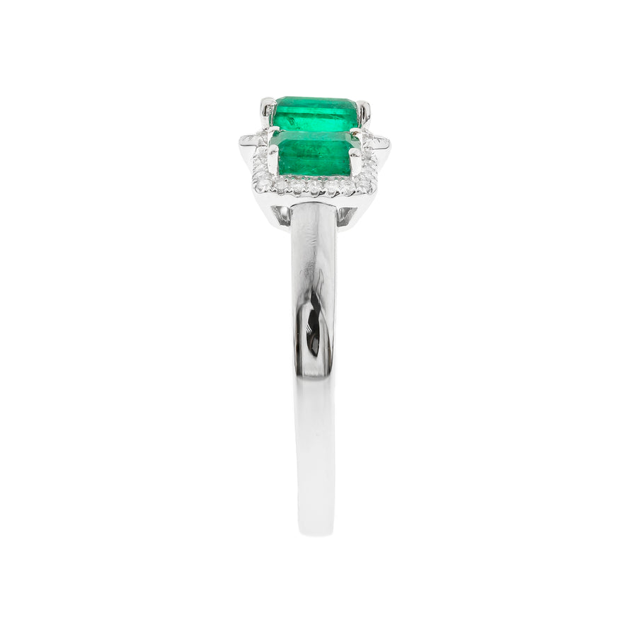 Evangeline 10K White Gold Emerald-Cut Zambian Emerald Ring