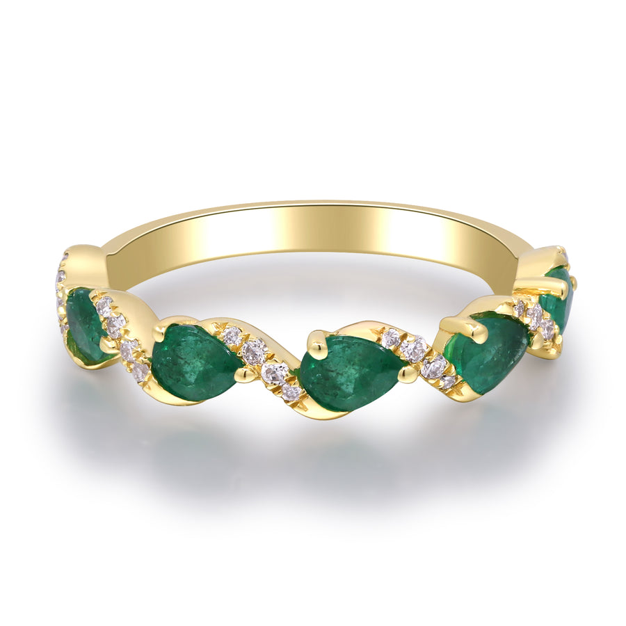 Penelope 10K Yellow Gold Pear-Cut Emerald Ring