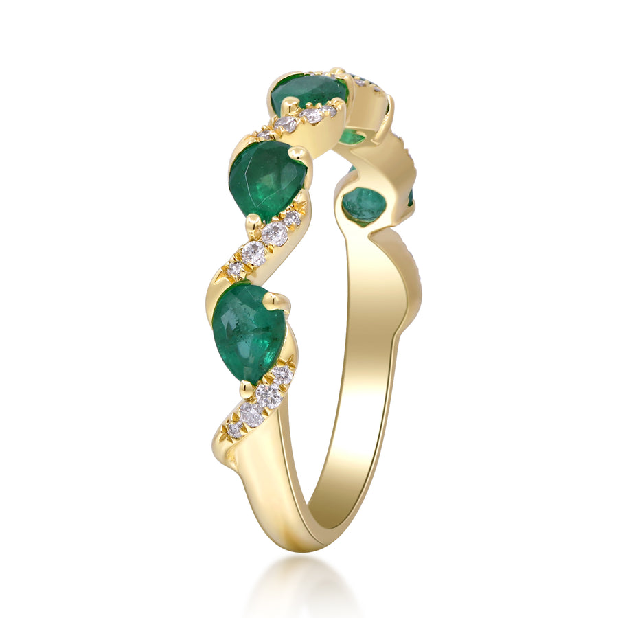 Penelope 10K Yellow Gold Pear-Cut Emerald Ring