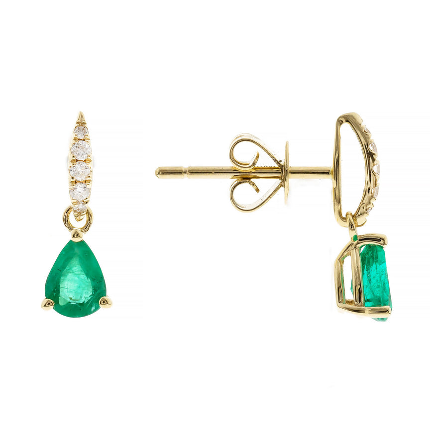 Adia 14K Yellow Gold Pear-Cut Natural Zambian Emerald Earring
