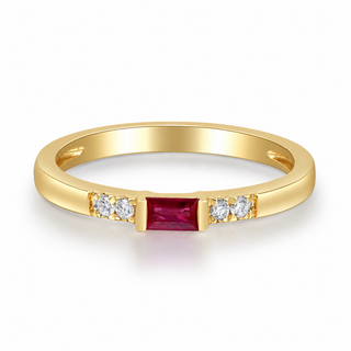 Adriana 10K Yellow Gold Baguette-Cut Mozambique Ruby Ring