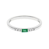 Amelia 10K White Gold Emerald-Cut Emerald Ring