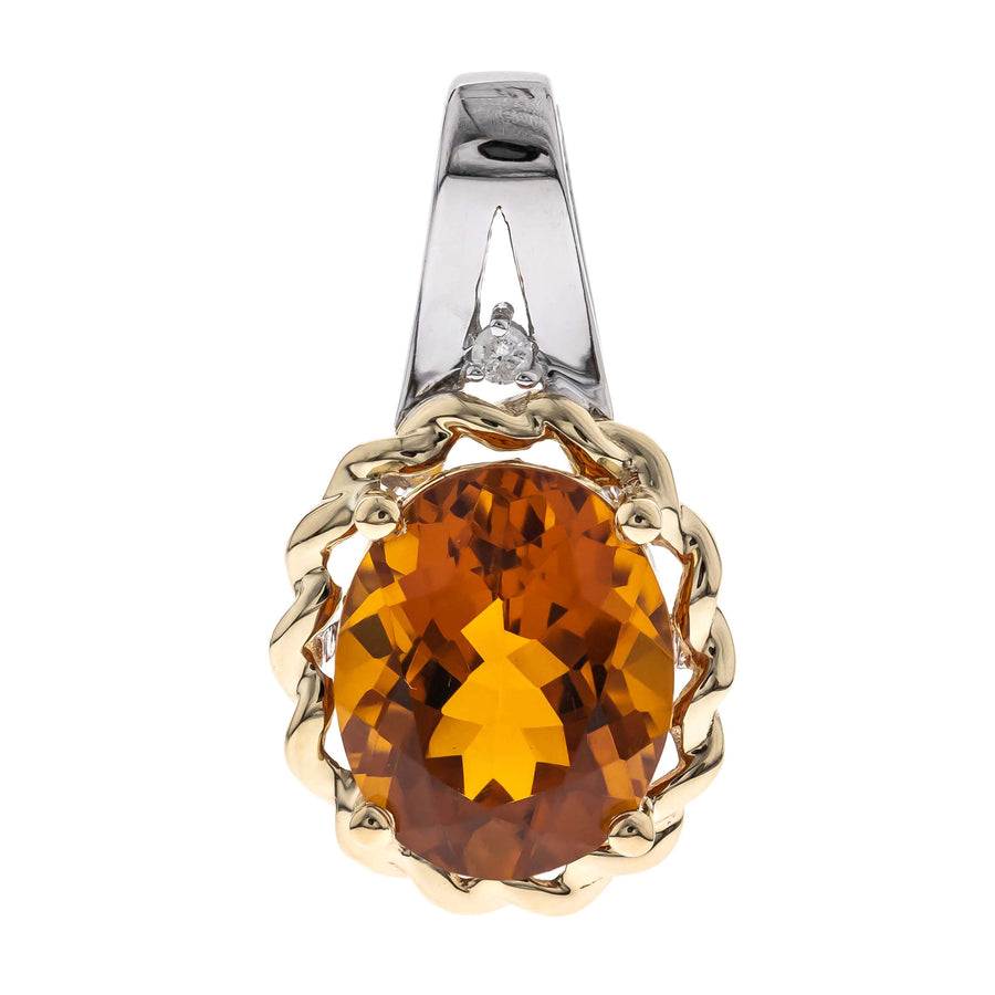 Valentina 10K Yellow Gold and Silver Oval-Cut Brazilian Citrine Pendant