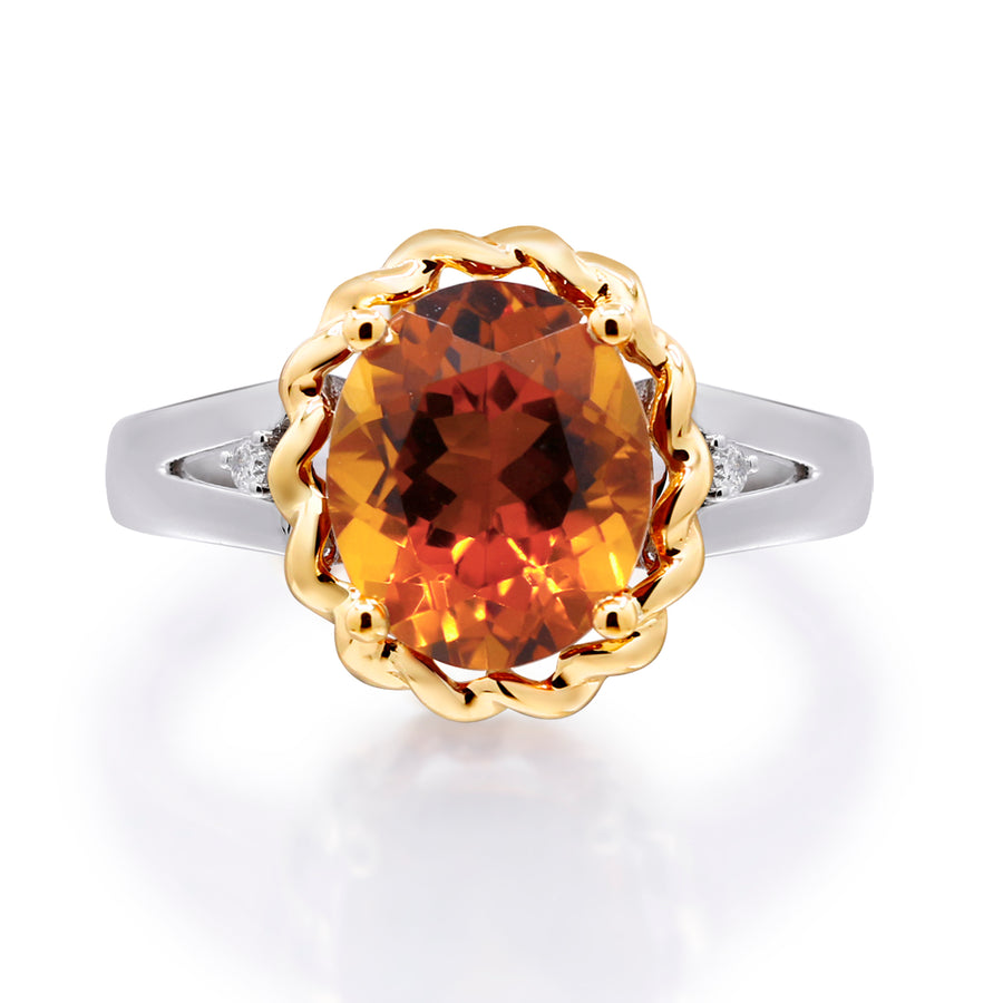 Blakely 10K Two-Tone Gold Oval-Cut Brazilian Citrine Ring