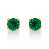 Natalia 10K Yellow Gold Round-Cut Natural Zambian Emerald Earring