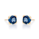 Aubrey 10K Yellow Gold Round-Cut London Blue Topaz Earring