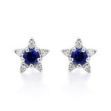 Maren 10K White Gold Round-Cut Ceylon Blue Sapphire Earring