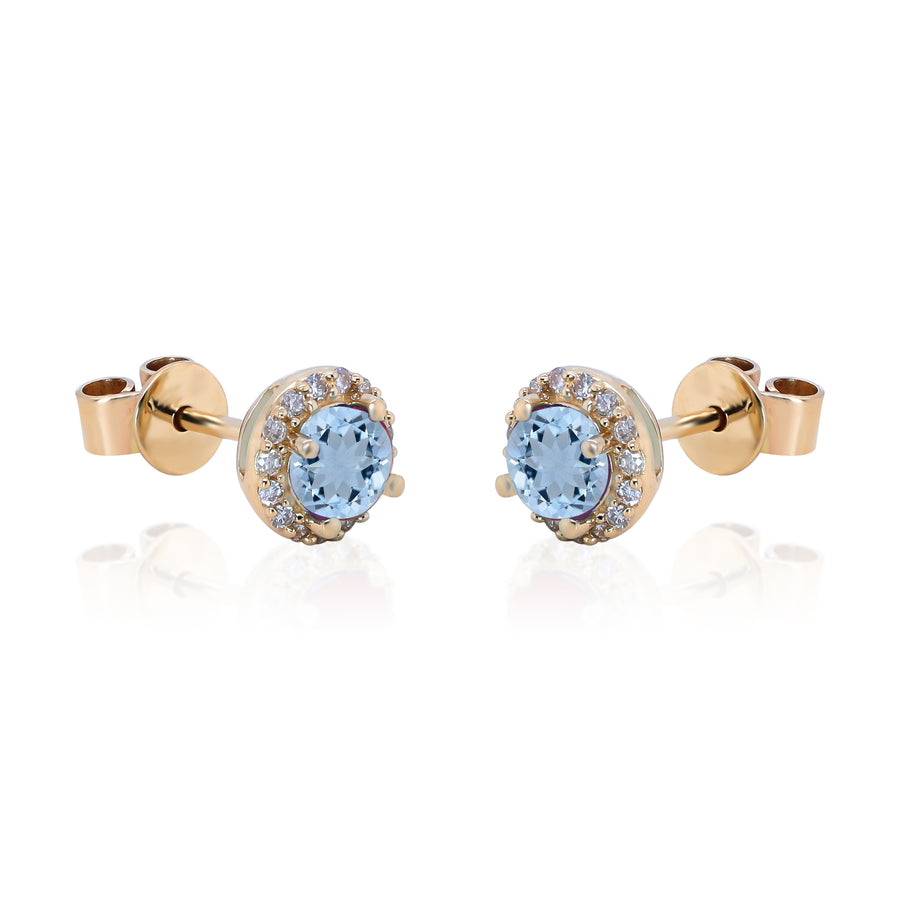 Hannah 14K Yellow Gold Round-Cut Brazilian Aquamarine Earrings