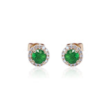 Sandra 10K Yellow Gold Round-Cut Emerald Earrings