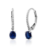 Amelia 10K White Gold Oval-Cut Blue Sapphire Earring