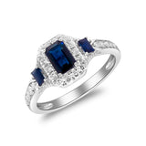 Wrenley 10K White Gold Emerald-Cut Blue Sapphire Ring