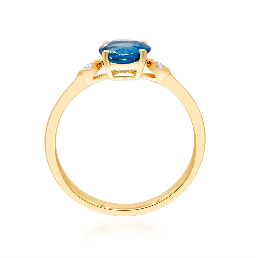 Amelia 10K Yellow Gold Round-Cut London Blue Topaz Ring