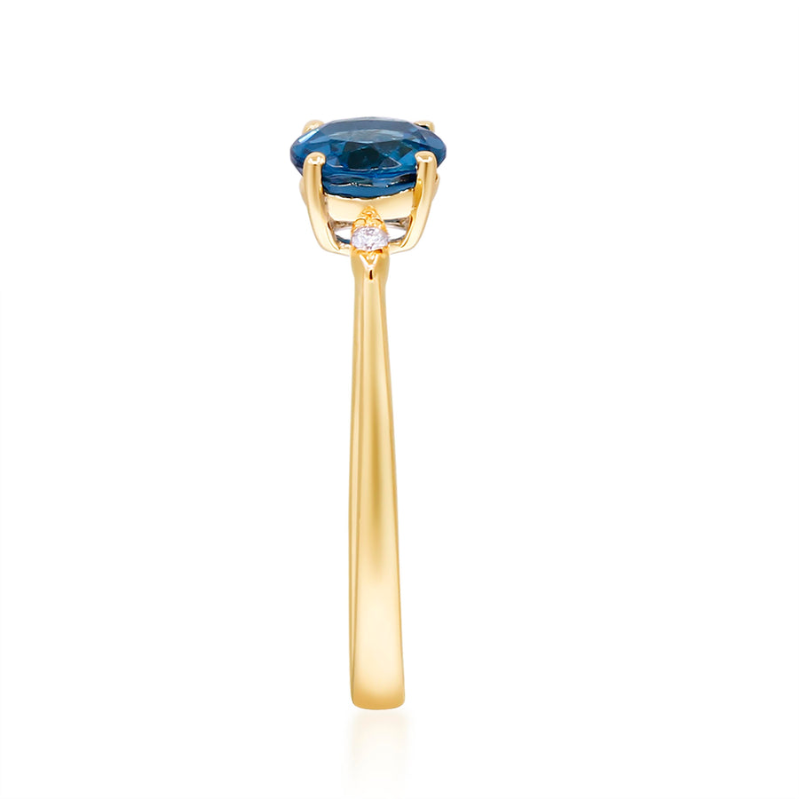 Amelia 10K Yellow Gold Round-Cut London Blue Topaz Ring