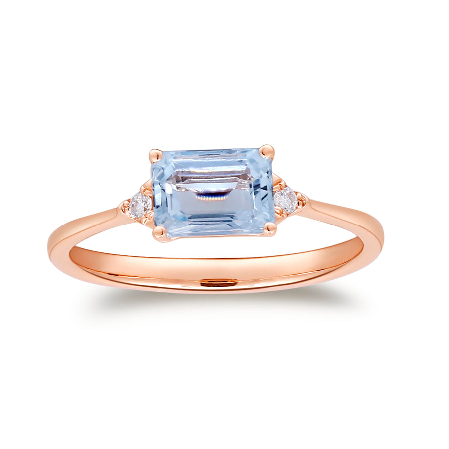 Gwen 14K Rose Gold Emerald-Cut Brazilian Aquamarine Ring