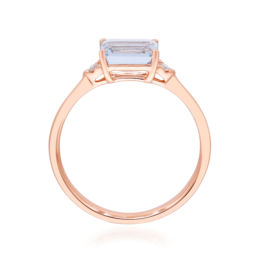 Gwen 14K Rose Gold Emerald-Cut Brazilian Aquamarine Ring