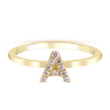 A Initial 14K Yellow Gold Round-Cut White Diamond Ring