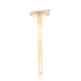 Q Initial 14K Yellow Gold Round-Cut White Diamond Ring