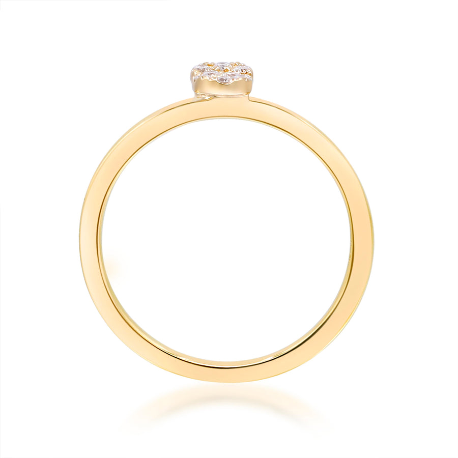 S Initial 14K Yellow Gold Round-Cut White Diamond Ring