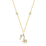 Capricorn 10K Yellow Gold Round-Cut White Diamond Pendant
