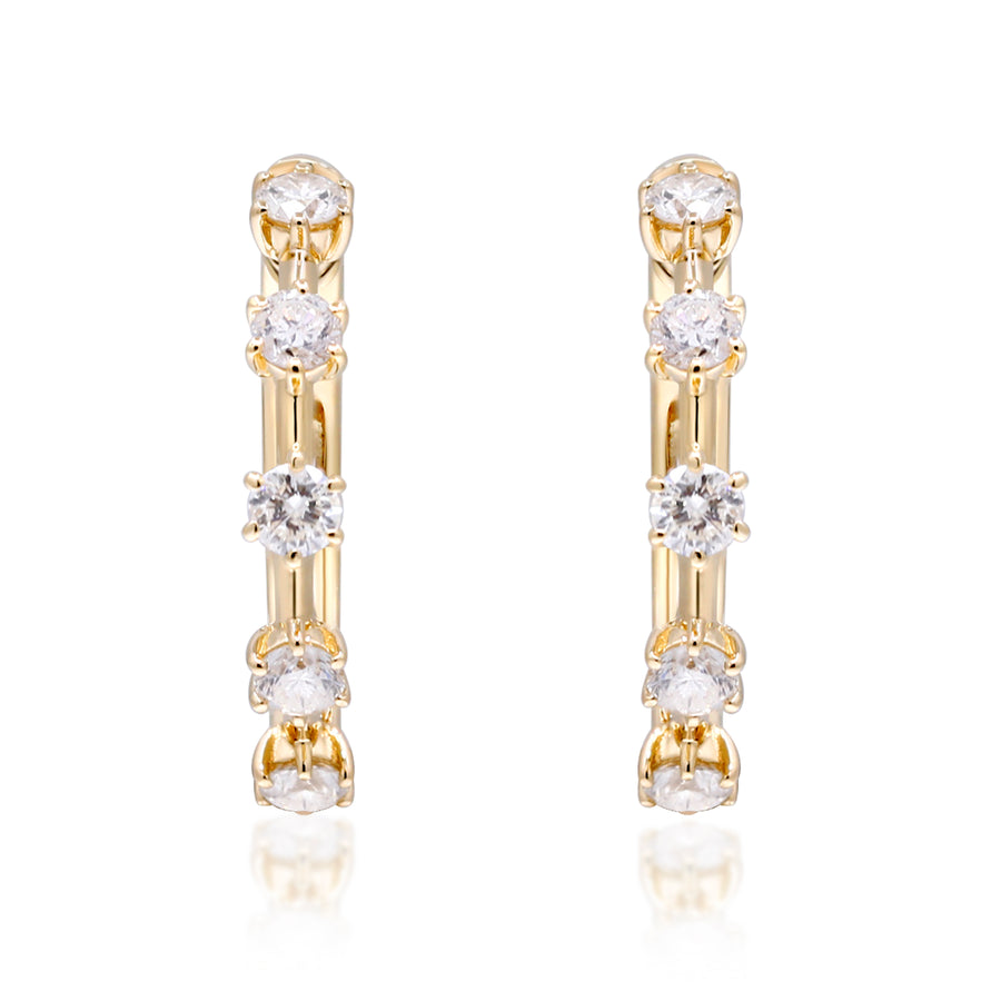 Amelia 14K Yellow Gold Round-Cut White Diamond Earrings