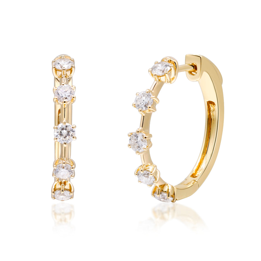 Amelia 14K Yellow Gold Round-Cut White Diamond Earrings