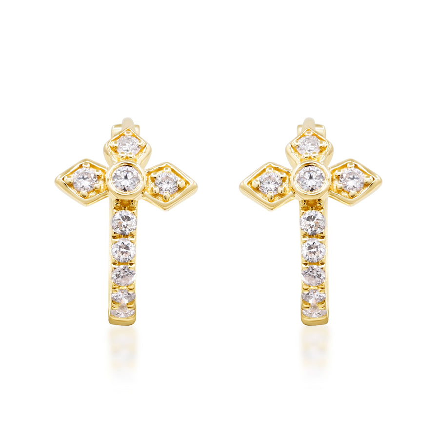 Amelia 10K Yellow Gold Round-Cut White Diamond Earrings