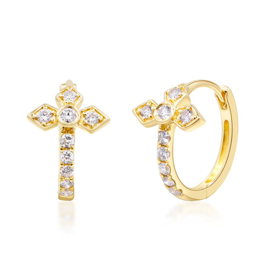 Amelia 10K Yellow Gold Round-Cut White Diamond Earrings