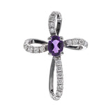 Magnolia 10K White Gold Oval-Cut Amethyst Pendant