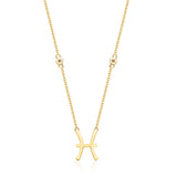 Pisces 14K Yellow Gold Round-Cut White Diamond Pendant