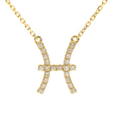 Pisces 14K Yellow Gold Round-Cut White Diamond Pendant