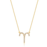 Aries 10K Yellow Gold Round-Cut White Diamond Pendant
