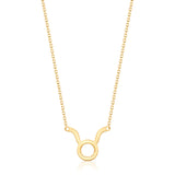 Taurus 14K Yellow Gold Round-Cut White Diamond Pendant