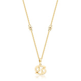 Cancer 14K Yellow Gold Round-Cut White Diamond Pendant