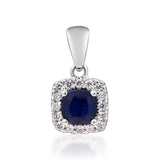 Oaklynn 10K White Gold Cushion-Cut Blue Sapphire Pendant